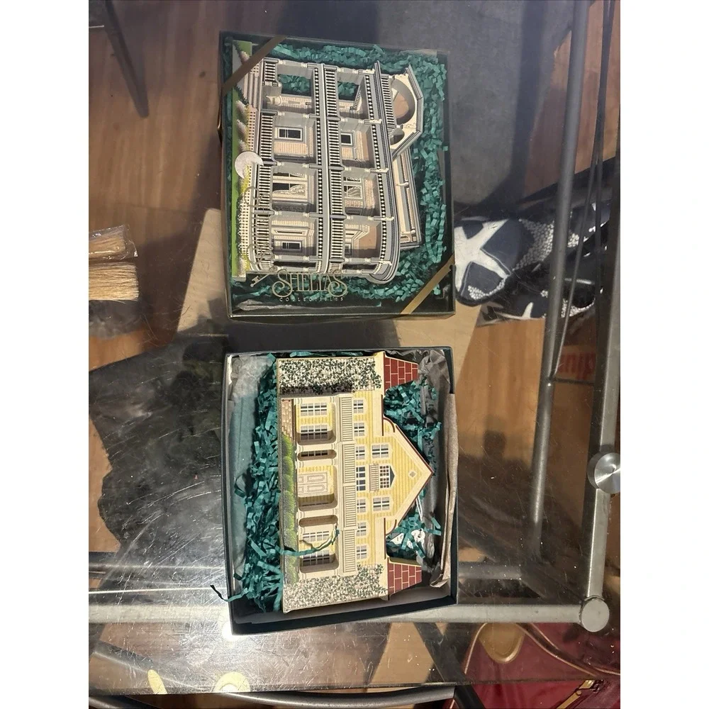 Shelia's Collectibles Wood Houses Lot of 2 Clara Barton & Mansion Historical Box